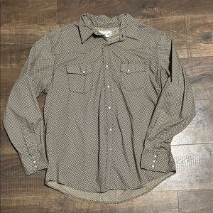 Wrangler Men's Black and White Patterned Casual Shirt